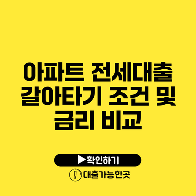 아파트 전세대출 갈아타기 조건 및 금리 비교