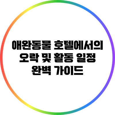 애완동물 호텔에서의 오락 및 활동 일정 완벽 가이드