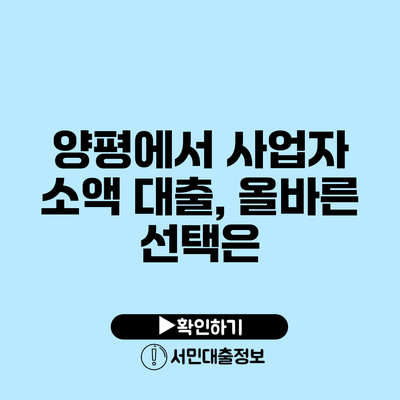 양평에서 사업자 소액 대출, 올바른 선택은?