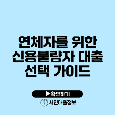 연체자를 위한 신용불량자 대출 선택 가이드