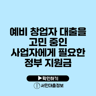 예비 창업자 대출을 고민 중인 사업자에게 필요한 정부 지원금