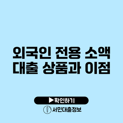 외국인 전용 소액 대출 상품과 이점