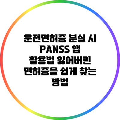 운전면허증 분실 시 PANSS 앱 활용법: 잃어버린 면허증을 쉽게 찾는 방법