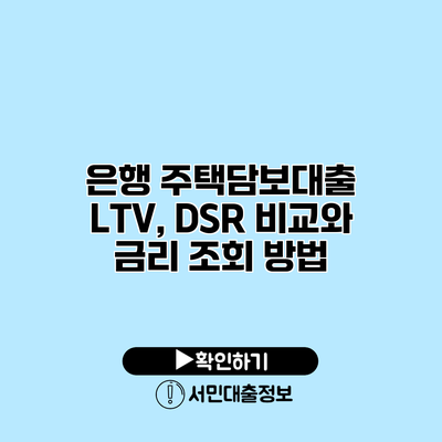 은행 주택담보대출 LTV, DSR 비교와 금리 조회 방법