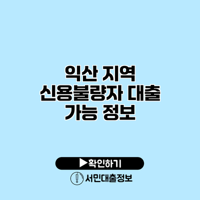 익산 지역 신용불량자 대출 가능 정보