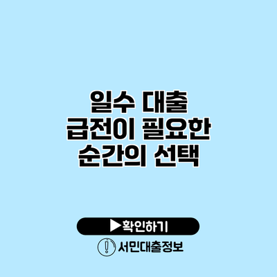 일수 대출: 급전이 필요한 순간의 선택