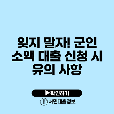 잊지 말자! 군인 소액 대출 신청 시 유의 사항