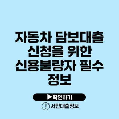 자동차 담보대출 신청을 위한 신용불량자 필수 정보