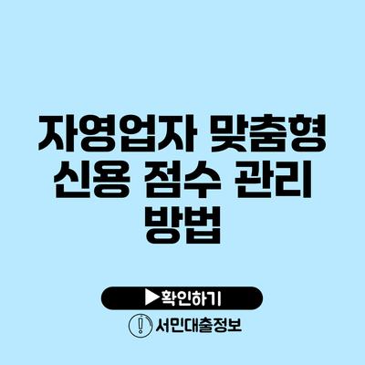 자영업자 맞춤형 신용 점수 관리 방법