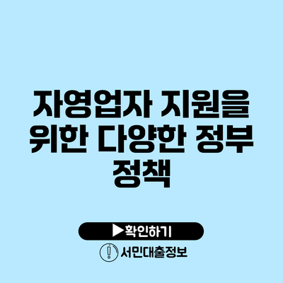 자영업자 지원을 위한 다양한 정부 정책