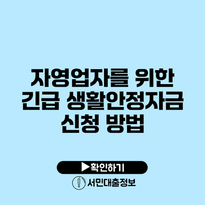 자영업자를 위한 긴급 생활안정자금 신청 방법