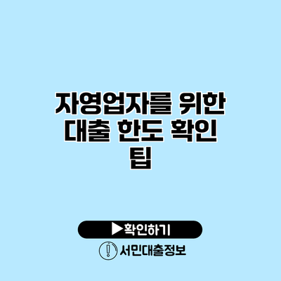 자영업자를 위한 대출 한도 확인 팁