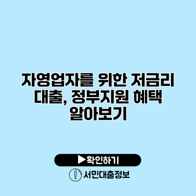 자영업자를 위한 저금리 대출, 정부지원 혜택 알아보기