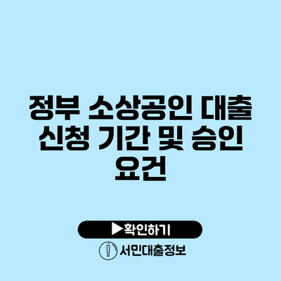 정부 소상공인 대출 신청 기간 및 승인 요건