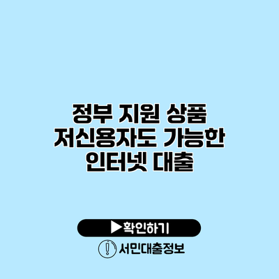 정부 지원 상품: 저신용자도 가능한 인터넷 대출