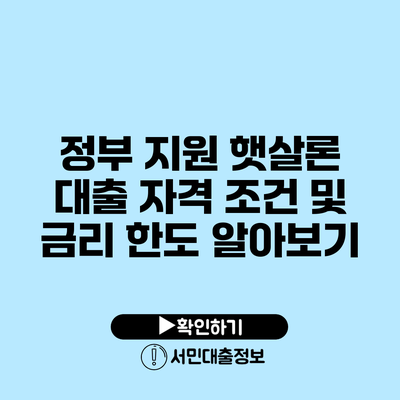 정부 지원 햇살론 대출: 자격 조건 및 금리 한도 알아보기