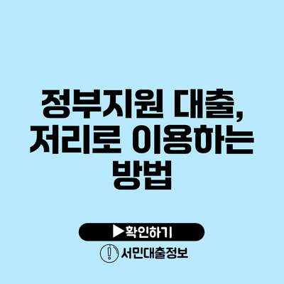 정부지원 대출, 저리로 이용하는 방법