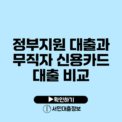 정부지원 대출과 무직자 신용카드 대출 비교