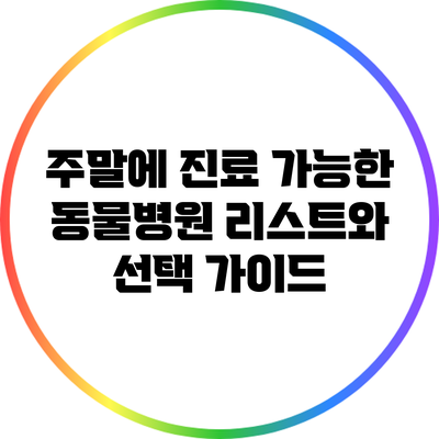 주말에 진료 가능한 동물병원 리스트와 선택 가이드