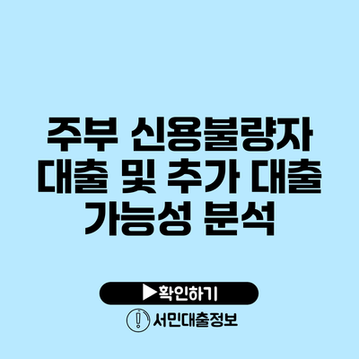 주부 신용불량자 대출 및 추가 대출 가능성 분석