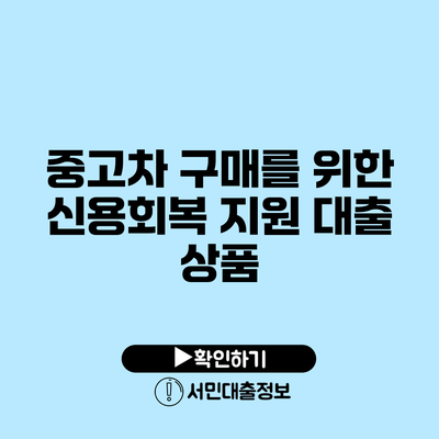중고차 구매를 위한 신용회복 지원 대출 상품