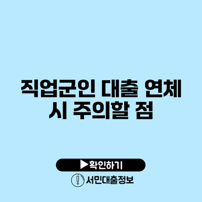 직업군인 대출 연체 시 주의할 점