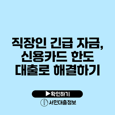 직장인 긴급 자금, 신용카드 한도 대출로 해결하기