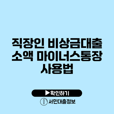 직장인 비상금대출 소액 마이너스통장 사용법