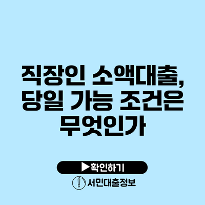 직장인 소액대출, 당일 가능 조건은 무엇인가?