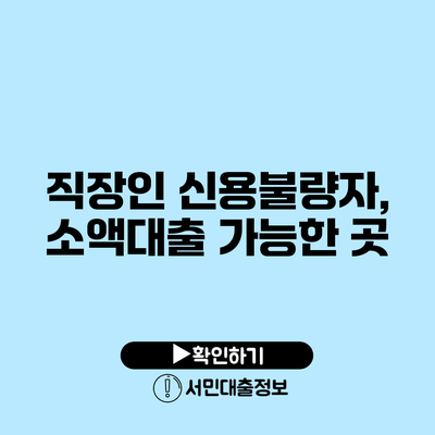 직장인 신용불량자, 소액대출 가능한 곳