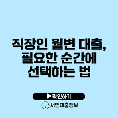 직장인 월변 대출, 필요한 순간에 선택하는 법