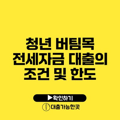 청년 버팀목 전세자금 대출의 조건 및 한도