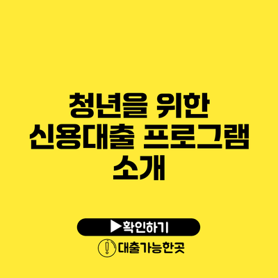 청년을 위한 신용대출 프로그램 소개