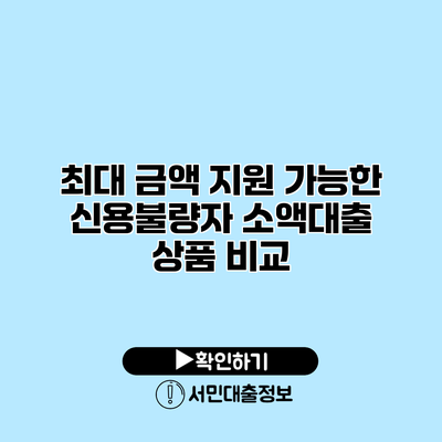최대 금액 지원 가능한 신용불량자 소액대출 상품 비교