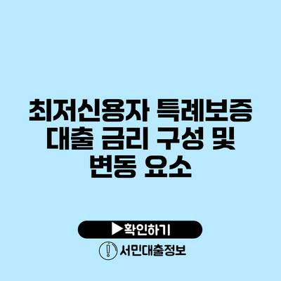 최저신용자 특례보증 대출 금리 구성 및 변동 요소