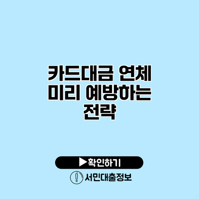 카드대금 연체 미리 예방하는 전략
