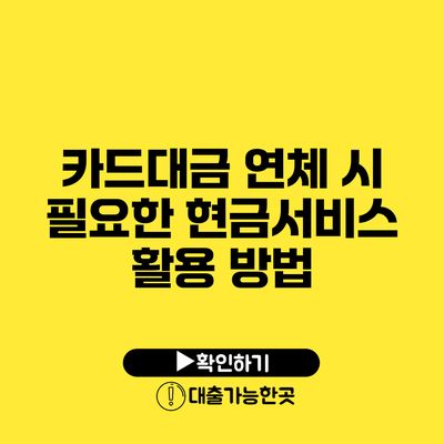 카드대금 연체 시 필요한 현금서비스 활용 방법