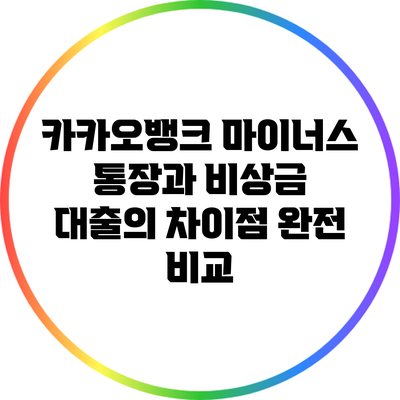 카카오뱅크 마이너스 통장과 비상금 대출의 차이점 완전 비교