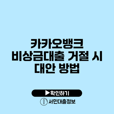 카카오뱅크 비상금대출 거절 시 대안 방법