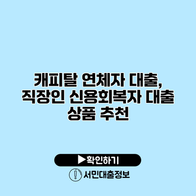 캐피탈 연체자 대출, 직장인 신용회복자 대출 상품 추천