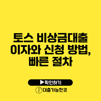 토스 비상금대출 이자와 신청 방법, 빠른 절차