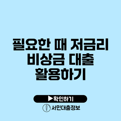 필요한 때 저금리 비상금 대출 활용하기