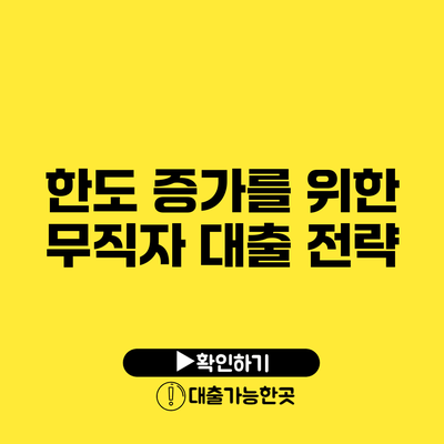 한도 증가를 위한 무직자 대출 전략