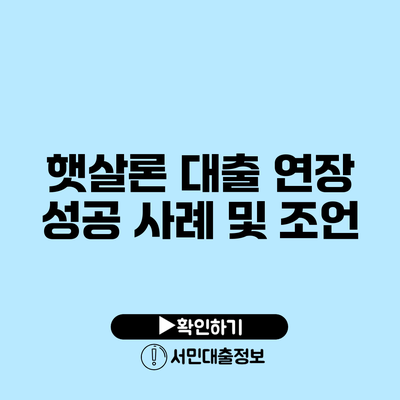 햇살론 대출 연장 성공 사례 및 조언
