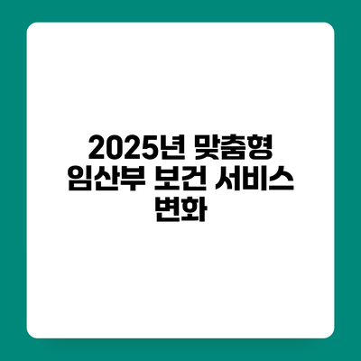 2025년 맞춤형 임산부 보건 서비스 변화