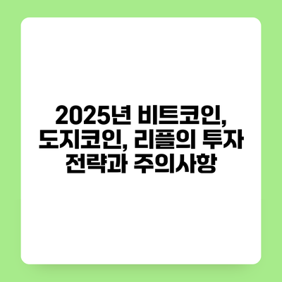 2025년 비트코인, 도지코인, 리플의 투자 전략과 주의사항