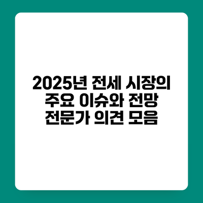 2025년 전세 시장의 주요 이슈와 전망 전문가 의견 모음