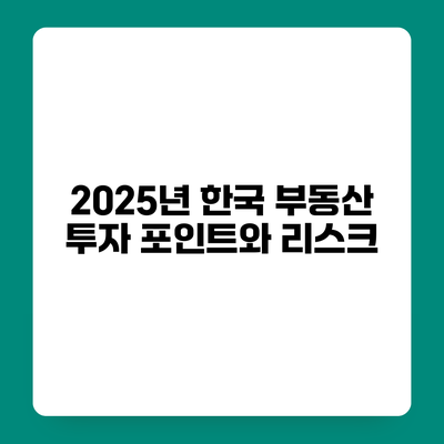 2025년 한국 부동산 투자 포인트와 리스크