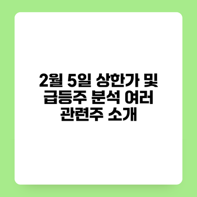 2월 5일 상한가 및 급등주 분석 여러 관련주 소개