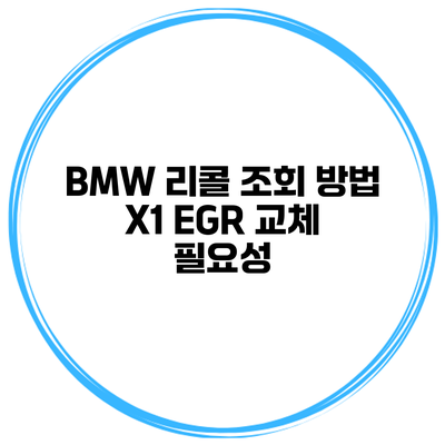 BMW 리콜 조회 방법 X1 EGR 교체 필요성